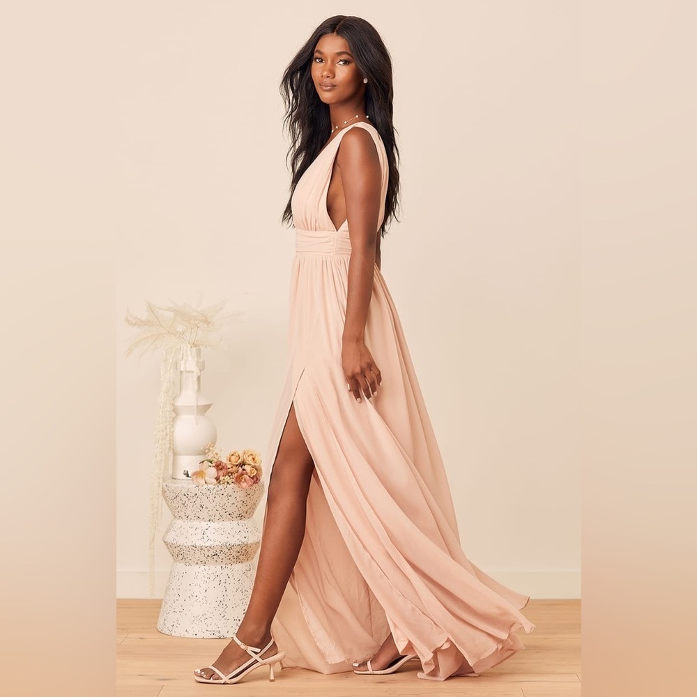Lulus Heavenly Hues Blush Maxi Dress Gown - Picture 12 of 13